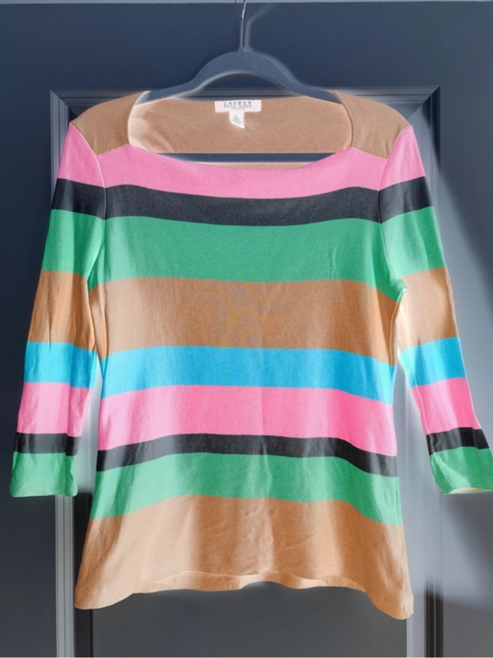 Ralph Lauren striped festive Top petite large PL